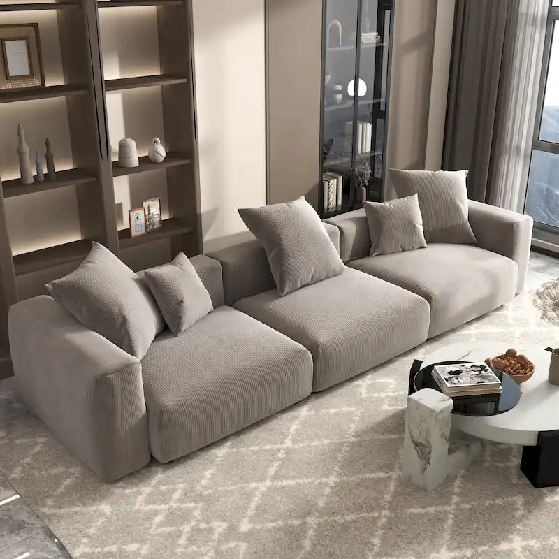 142 Contemporary Corduroy Sectional Sofa Classic Deep Couch