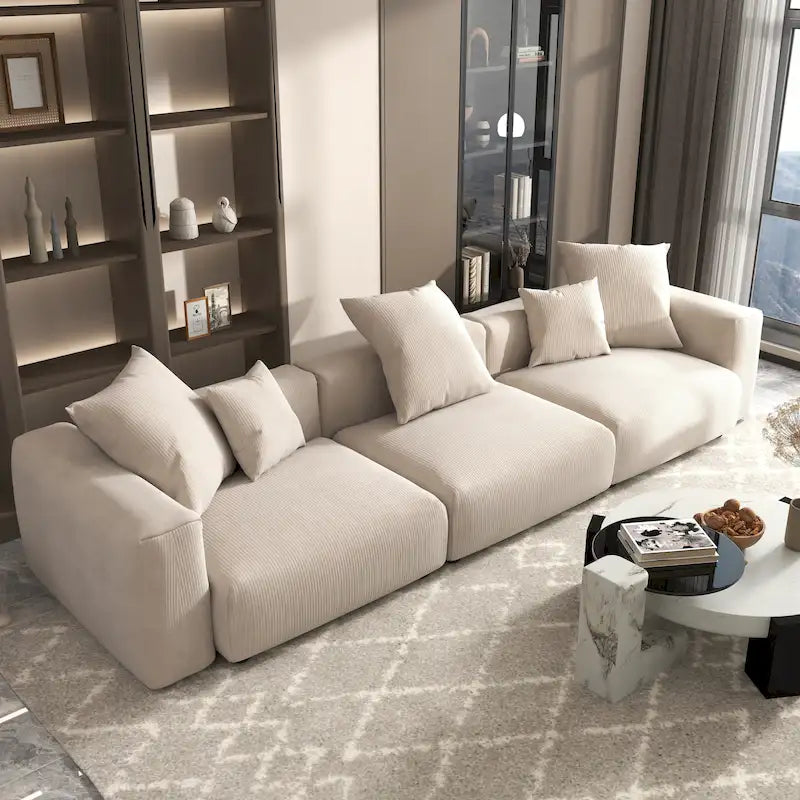 142 Contemporary Corduroy Sectional Sofa Classic Deep Couch