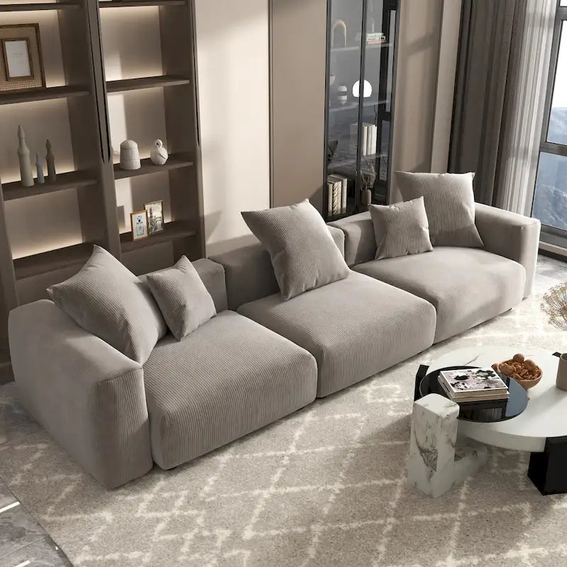 142 Contemporary Corduroy Sectional Sofa Classic Deep Couch