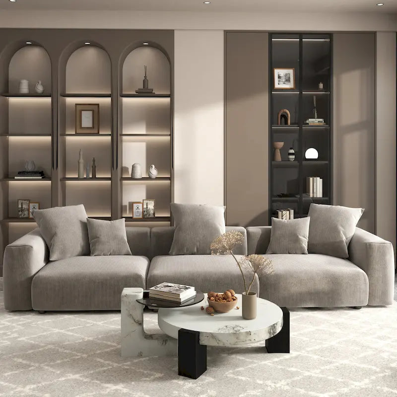 142 Contemporary Corduroy Sectional Sofa Classic Deep Couch