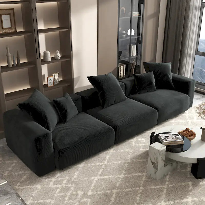 142 Contemporary Corduroy Sectional Sofa Classic Deep Couch