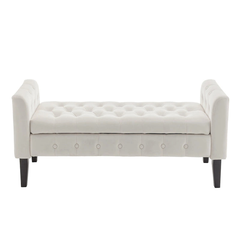 Porthos Home Brett Velvet Storage Bench with Rubberwood Legs