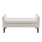 Porthos Home Brett Velvet Storage Bench with Rubberwood Legs