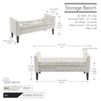 Porthos Home Brett Velvet Storage Bench with Rubberwood Legs