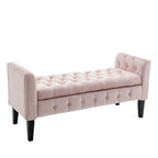 Porthos Home Brett Velvet Storage Bench with Rubberwood Legs