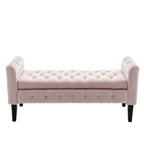 Porthos Home Brett Velvet Storage Bench with Rubberwood Legs
