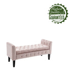 Porthos Home Brett Velvet Storage Bench with Rubberwood Legs