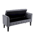 Porthos Home Brett Velvet Storage Bench with Rubberwood Legs