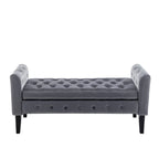 Porthos Home Brett Velvet Storage Bench with Rubberwood Legs