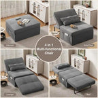 4 in 1 Convertible Sofa Bed Sleeper Sofa Chair Couch Bed, Lounger Adjustable Folding Ottoman Backrest for Living Room, Bedroom