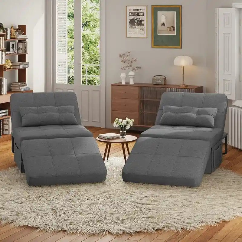 4 in 1 Convertible Sofa Bed Sleeper Sofa Chair Couch Bed, Lounger Adjustable Folding Ottoman Backrest for Living Room, Bedroom