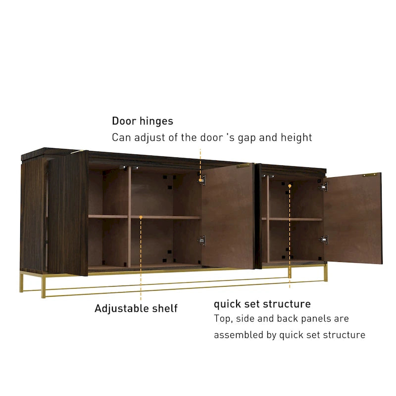 Mobile accentato in legno a 4 ante Clihome Furniture