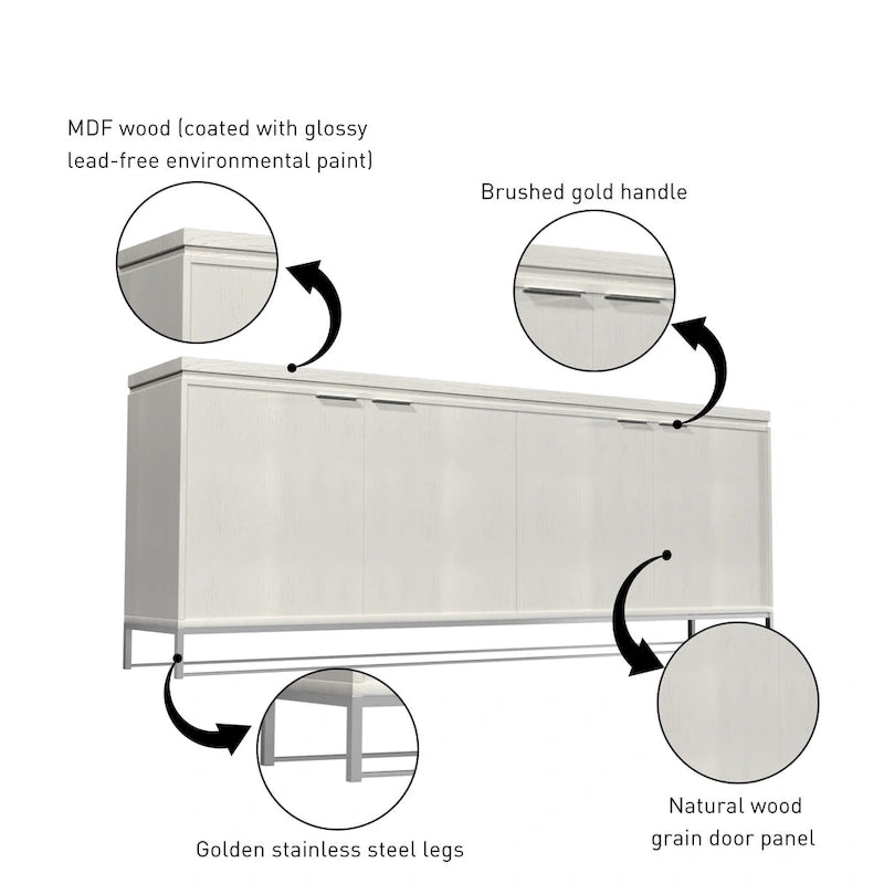 Mobile accentato in legno a 4 ante Clihome Furniture