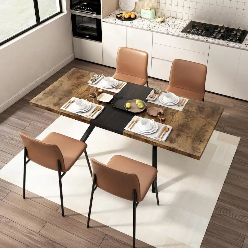 Retro Rectangular Dining Table with Carole Top and Black Embossed Center Plate