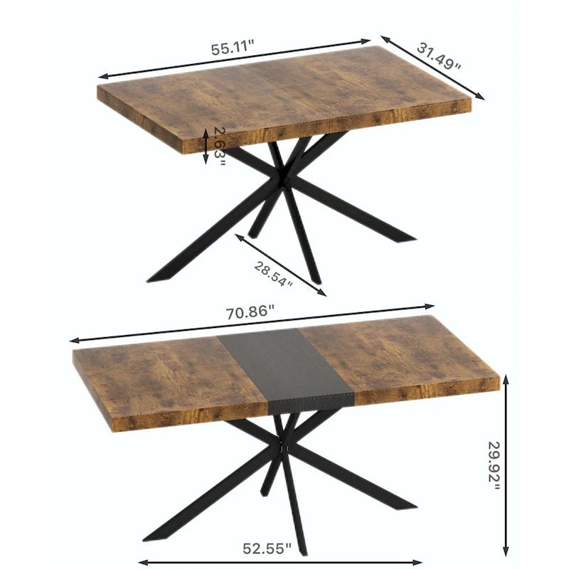 Retro Rectangular Dining Table with Carole Top and Black Embossed Center Plate