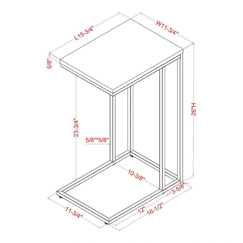 Rendrick Industrial 16-inch Steel C-shaped Side Table by Furniture of America