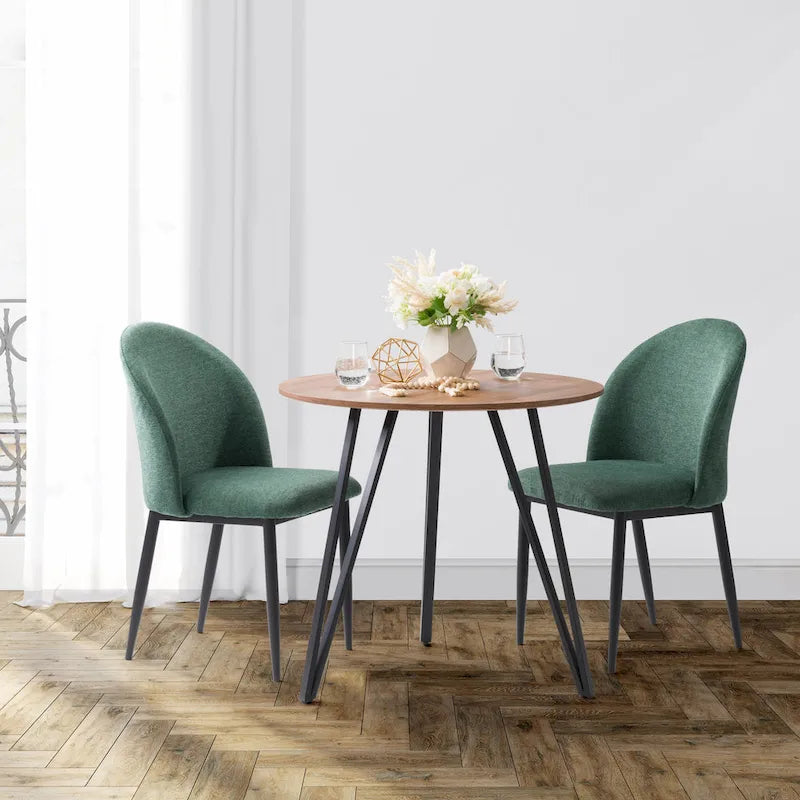 Nyla Upholstered Dining Chair With Black Legs, Set of 2