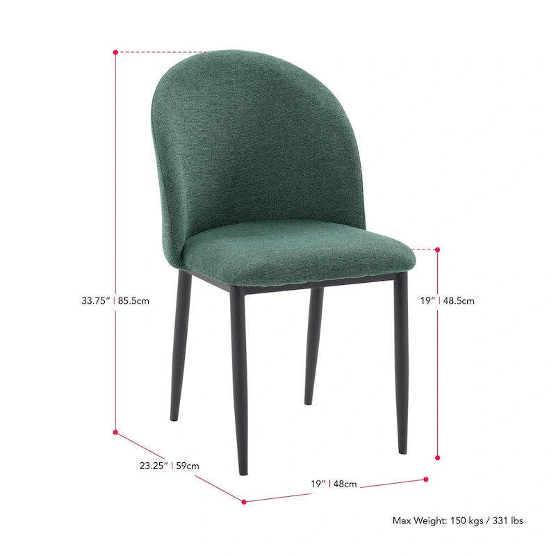 Nyla Upholstered Dining Chair With Black Legs, Set of 2