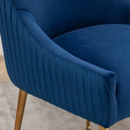 SEYNAR Modern Glam Boucle Pleated Velvet Dining Chair or Vanity Chair Set of 6 with Rear Handle