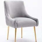 SEYNAR Modern Glam Boucle Pleated Velvet Dining Chair or Vanity Chair Set of 6 with Rear Handle
