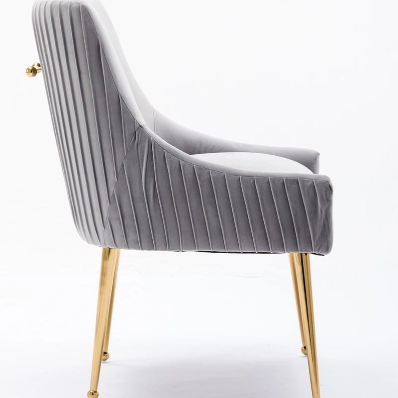 SEYNAR Modern Glam Boucle Pleated Velvet Dining Chair or Vanity Chair Set of 6 with Rear Handle