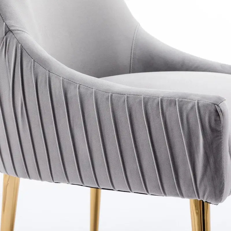 SEYNAR Modern Glam Boucle Pleated Velvet Dining Chair or Vanity Chair Set of 6 with Rear Handle