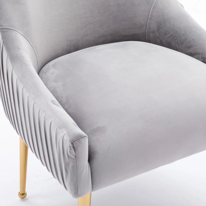 SEYNAR Modern Glam Boucle Pleated Velvet Dining Chair or Vanity Chair Set of 6 with Rear Handle