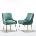 SEYNAR Modern Glam Boucle Pleated Velvet Dining Chair or Vanity Chair Set of 6 with Rear Handle