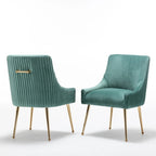 SEYNAR Modern Glam Boucle Pleated Velvet Dining Chair or Vanity Chair Set of 6 with Rear Handle