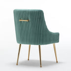SEYNAR Modern Glam Boucle Pleated Velvet Dining Chair or Vanity Chair Set of 6 with Rear Handle