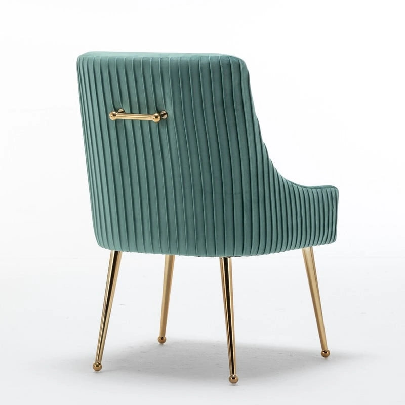 SEYNAR Modern Glam Boucle Pleated Velvet Dining Chair or Vanity Chair Set of 6 with Rear Handle