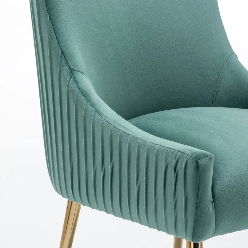 SEYNAR Modern Glam Boucle Pleated Velvet Dining Chair or Vanity Chair Set of 6 with Rear Handle