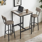 3 Pieces Bar Table Set, Kitchen Table Set for 2, Upholstered Stools