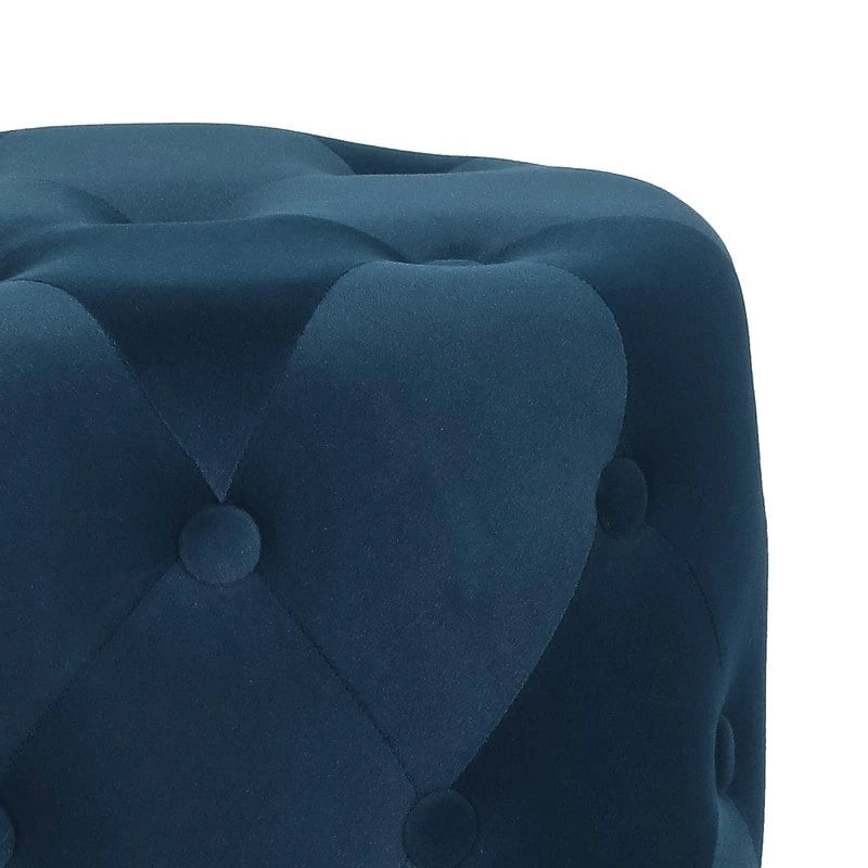 Adeco Tufted Round Ottoman - Upholstered Ottoman Footstool Foot Rest