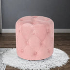 Adeco Tufted Round Ottoman - Upholstered Ottoman Footstool Foot Rest