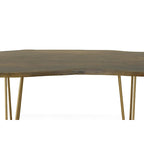 Carolina Living Seti Live Edge Coffee Table/Bench - Elm Top - Gold Base