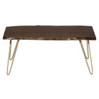 Carolina Living Seti Live Edge Coffee Table/Bench - Elm Top - Gold Base