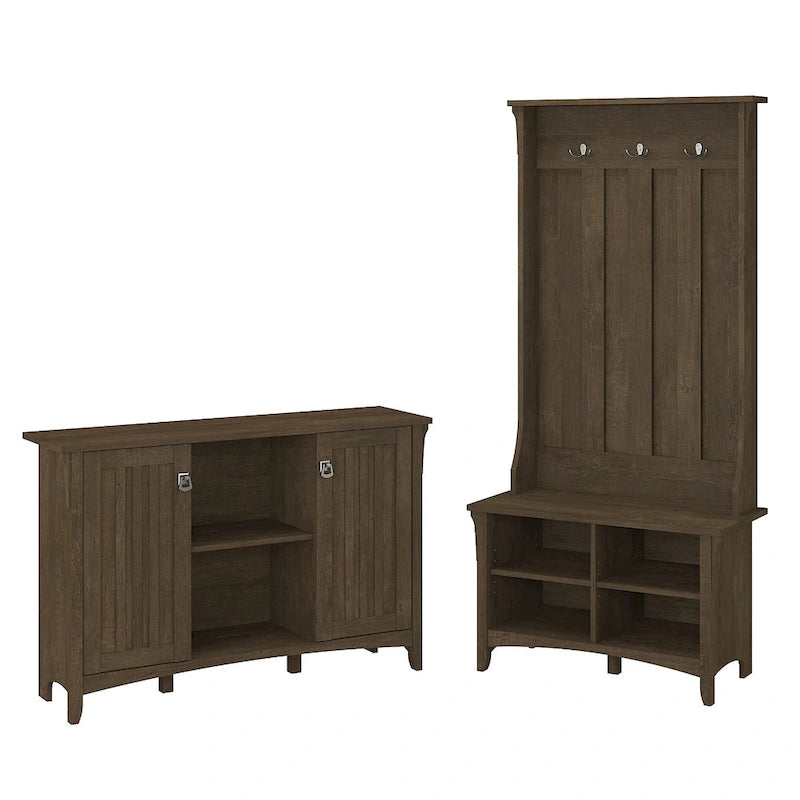 Salinas Storage Cabinet and Hall Tree Shoe Bench Set by Bush Furniture