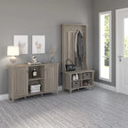 Salinas Storage Cabinet and Hall Tree Shoe Bench Set by Bush Furniture