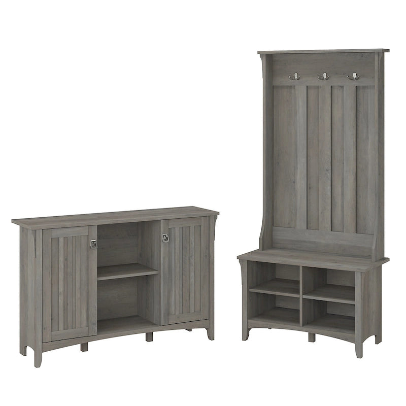 Salinas Storage Cabinet and Hall Tree Shoe Bench Set by Bush Furniture