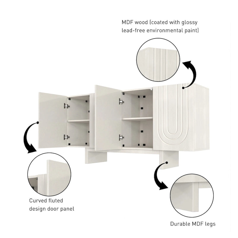 2-Door Accent Cabinet with LED Lights - Set of 2