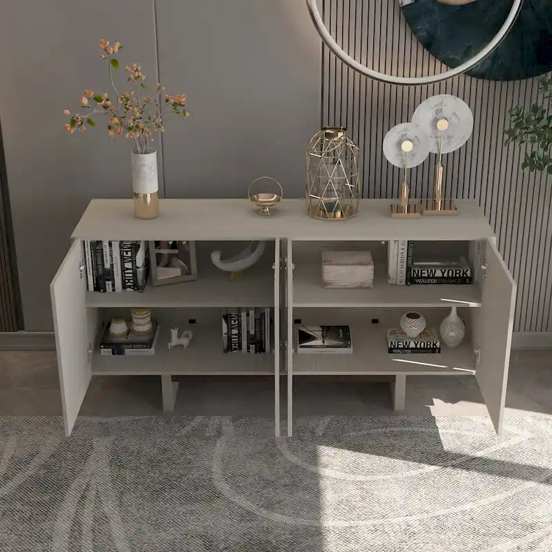 2-Door Accent Cabinet with LED Lights - Set of 2