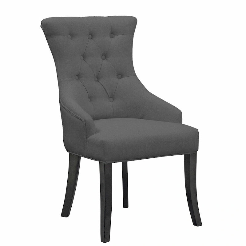 Set of 2 Alei Beige Fabric Dining Chair Wing Chair with Tufted Buttons