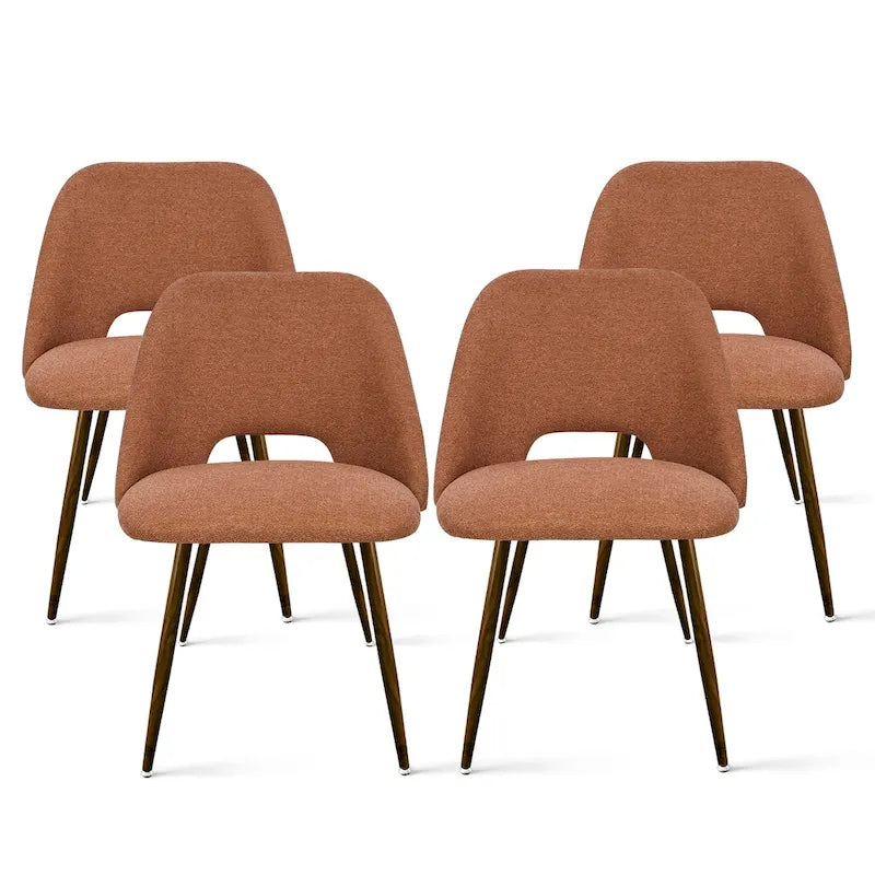 Sedia da pranzo moderna imbottita con schienale a intaglio e gambe in noce (set da 4)