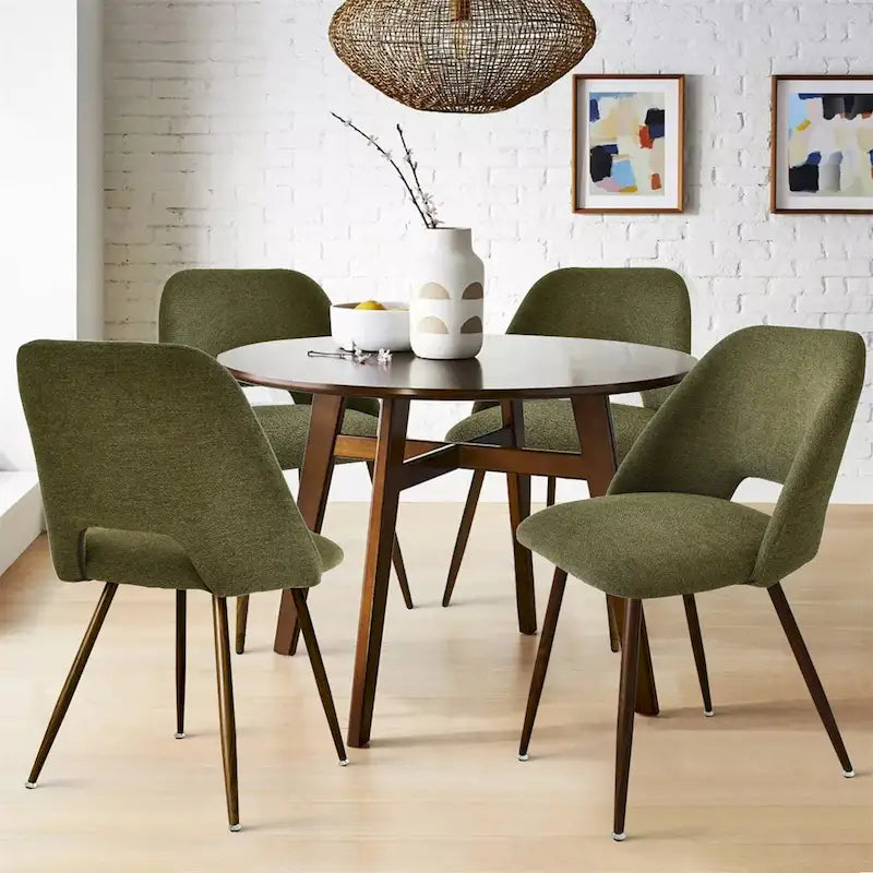 Sedia da pranzo moderna imbottita con schienale a intaglio e gambe in noce (set da 4)