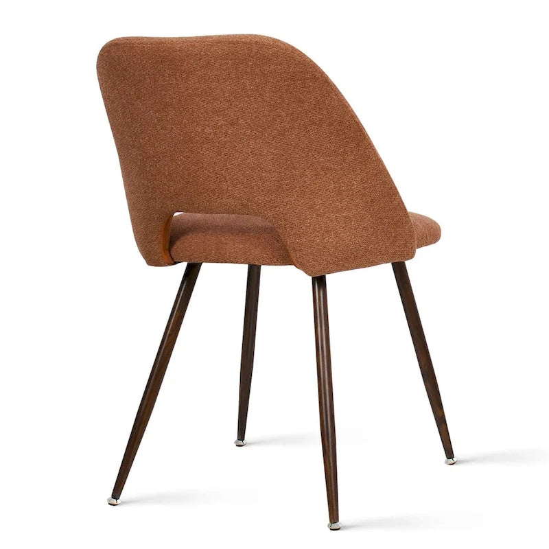 Upholstered Modern Cutout Back Dining Chair with Walnut LegSet of 4)