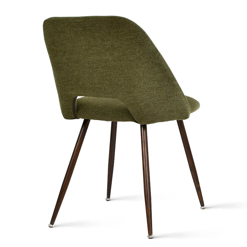 Upholstered Modern Cutout Back Dining Chair with Walnut LegSet of 4)