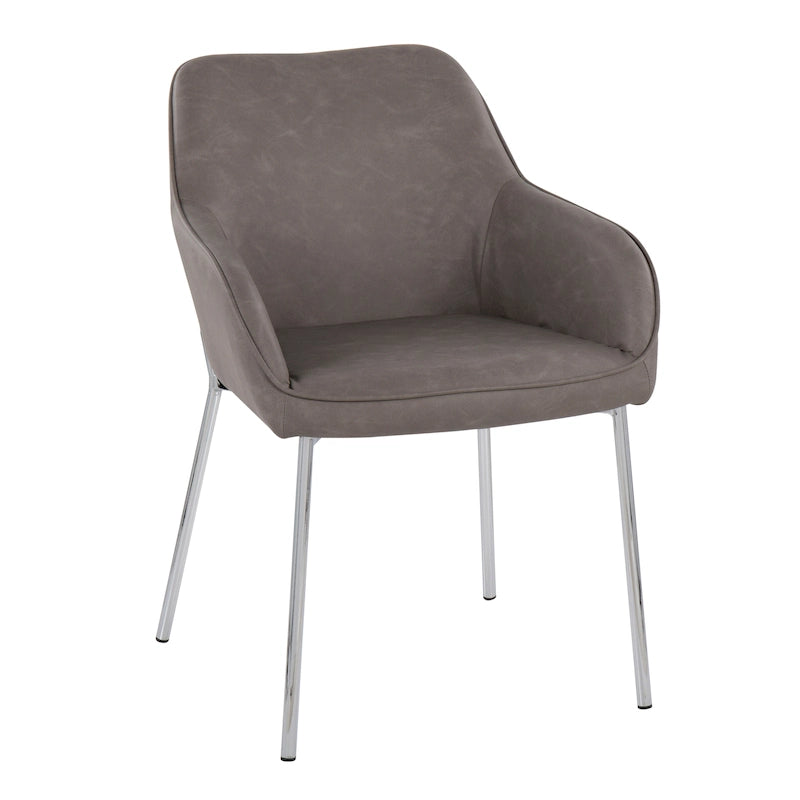 Silver Orchid Galotti Chrome Upholstered Dining Chair (Set of 2)