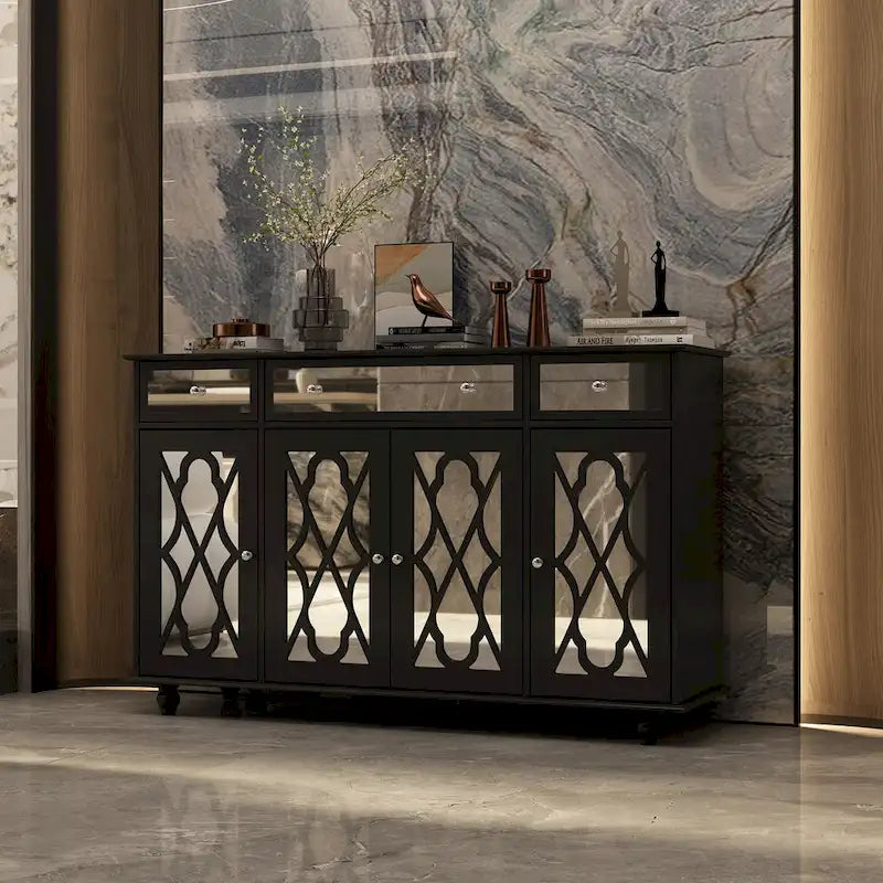 55W Mirrored Credenza Sideboards Buffets Cabinet Bookcase Living Room