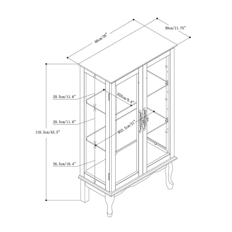 Curio Cabinet Lighted Curio Diapaly Cabinet with Adjustable Shelves